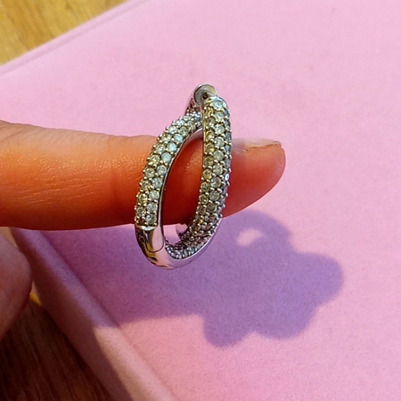 Jewelry - diamond hoop earrings 14k white gold inside out